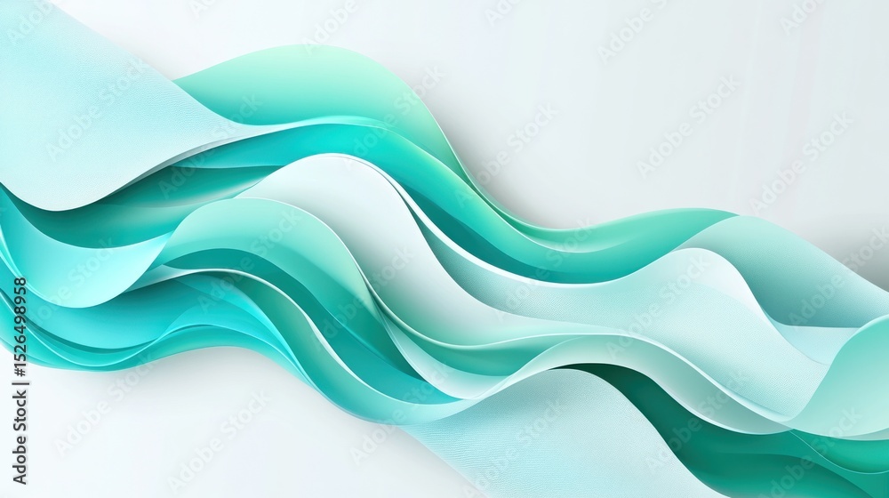 Fototapeta premium Abstract teal and light blue wavy design.
