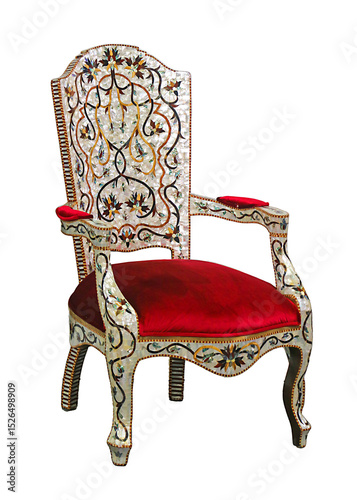 Old antique chair isolated on white background