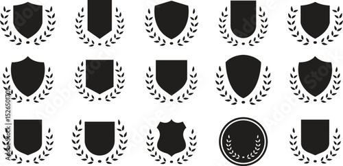 Laurel wreath , shield , wing , ribbon , and banners vector set . Laurel wreath s, shield s, wing s, ribbon s illustration for awards 