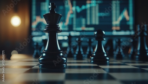 Wallpaper Mural Black chess king on board, market charts Torontodigital.ca