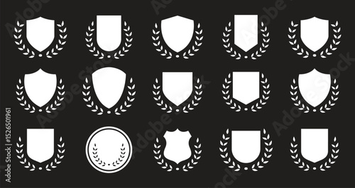 Laurel wreath , shield , wing , ribbon , and banners vector set . Laurel wreath s, shield s, wing s, ribbon s illustration for awards 