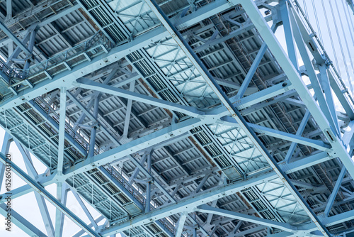 大きな鉄橋の裏側の写真