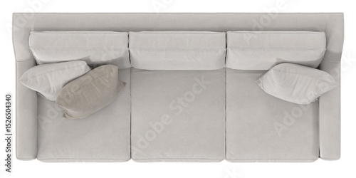 white fabric sofa top view isolated.