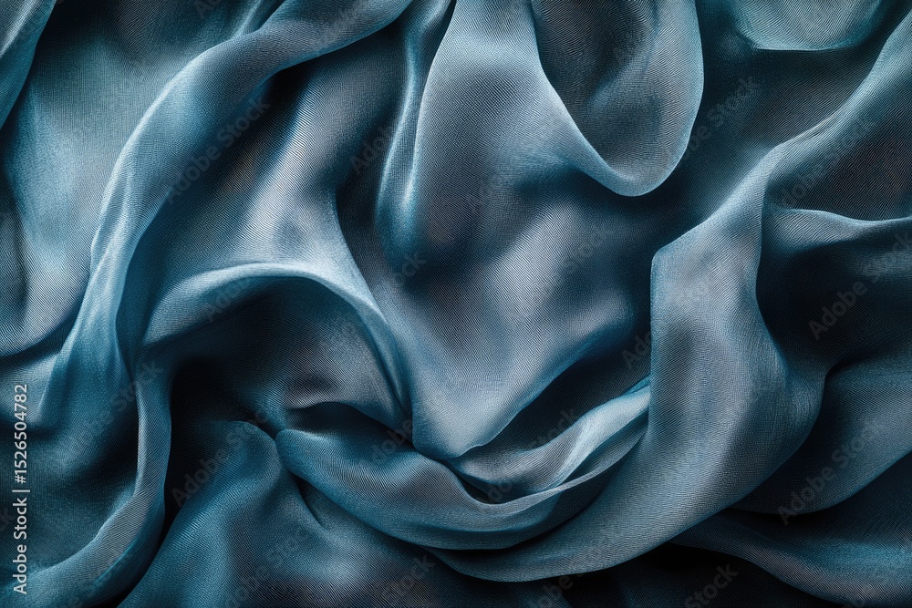 Fototapeta premium Draped, shimmering, deep teal fabric