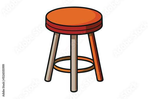 Simple Orange Wooden Stool Illustration of a Classic and Functional Design