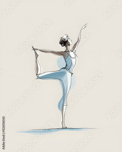 Artistic illustration of a single human figure performing a Pilates pose