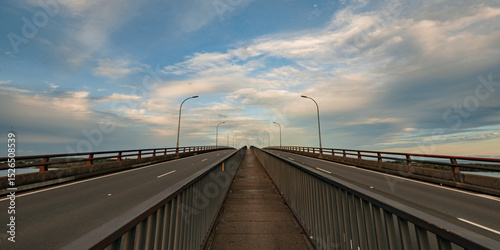 Wallpaper Mural Walkway across top of Stockton Bridge between dual traffic lanes Torontodigital.ca