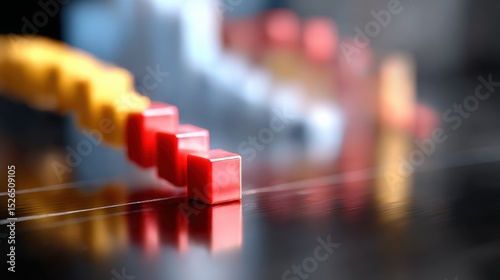 Wallpaper Mural A row of red blocks on a black surface. The blocks are arranged in a way that they are leaning on each other, creating a sense of instability. The image conveys a feeling of uncertainty Torontodigital.ca