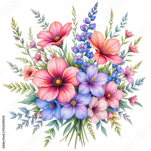 Vibrant floral arrangement nature digital artwork botanical colorful aesthetic appeal