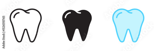Tooth line icon set. Dentistry, stomatology, healthcare, health, medicine concept. Dental symbol, sign collection. Editable stroke. Vector illustration. Flat design.
