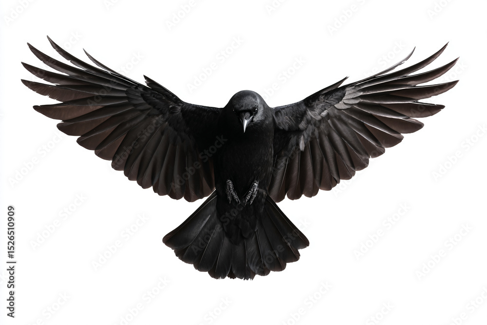 Obraz premium a black bird with its wings spread out