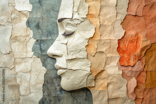 Abstract Torn Textured Paper Artwork in Inclusive Skin Tone Shades Representing Diversity, Identity, and Human Unity Through Layered Visual Expression