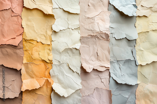 Abstract Torn Textured Paper Artwork in Inclusive Skin Tone Shades Representing Diversity, Identity, and Human Unity Through Layered Visual Expression