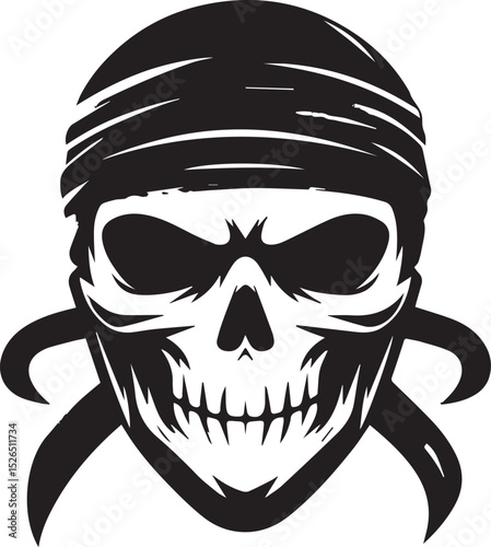 Skull in Headwrap A Vector Illustration