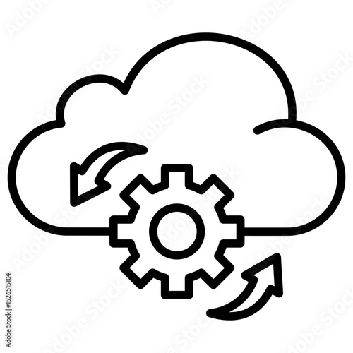 Cloud Processing Outline Icon