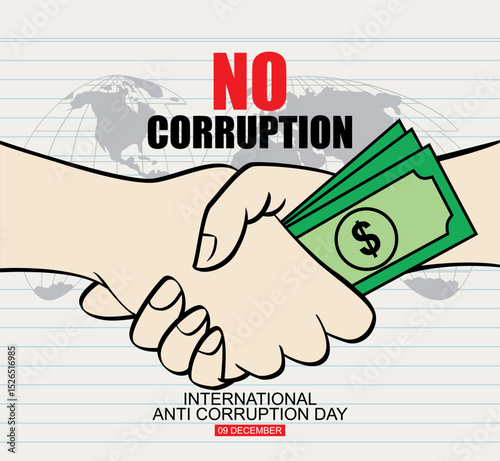 International anti corruption day, 9 December, Hand drawn of  anti corruption , vector illustration 