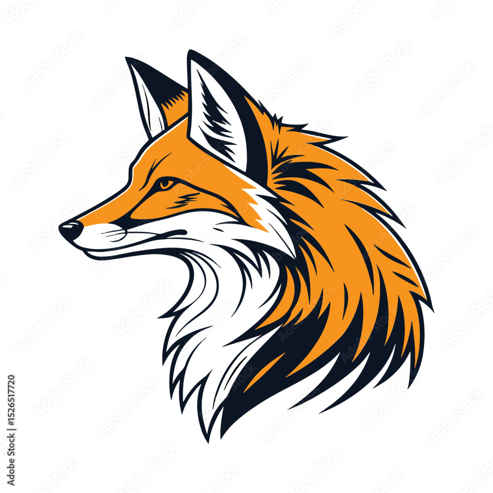 Fototapeta premium Cute Red Fox Head Cartoon Vector Illustration in Nature