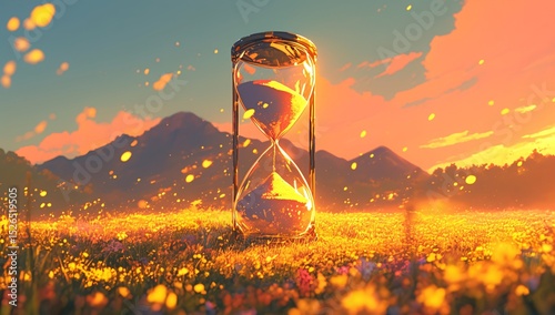 hourglass in focus with an empty lower chamber, set against a soft