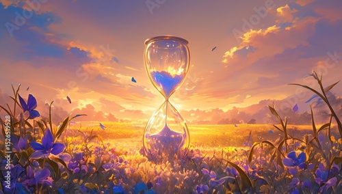 hourglass in focus with an empty lower chamber, set against a soft