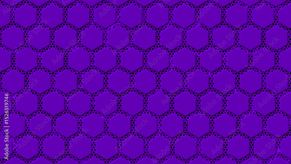 Fototapeta premium abstract hi-tech hexagonal shapes with glowing metal mesh futuristic background, Purple hex shapes hi-tech background