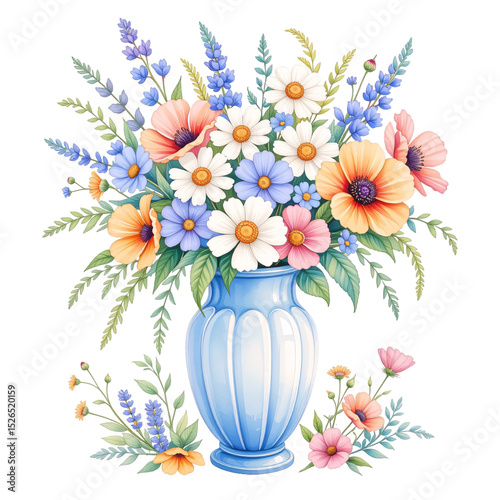 Vibrant floral arrangement studio illustration bright colors close-up nature's beauty