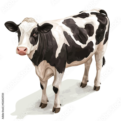 watercolor of Cow, vector high quality, isolated on a white background.