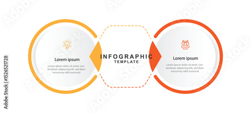Business infographic template. 2 step circle infographic concept with icons can be used for workflow, business information, presentation data
