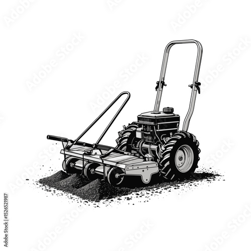 Rototiller preparing soil illustration on a transparent background