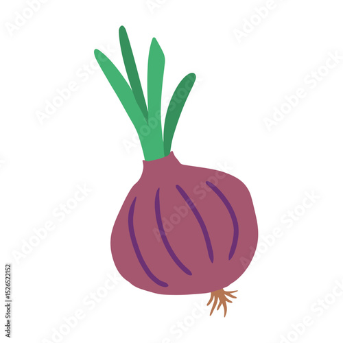 Cute onion hand drawing illustration. flat design style. colorful and editable vector