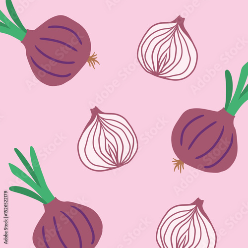Cute onion hand drawing illustration. flat design style. colorful and editable vector