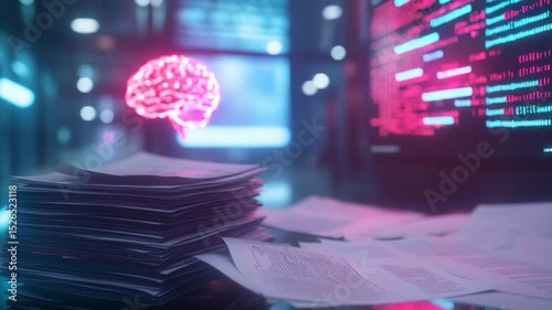 Artificial intelligence brain interface with stacked documents and computer code