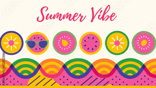 Summer Fruits Graphic Fun Watermelon Citrus Joy Tropical Vibes Colorful and Festive Summer Illustration Fun