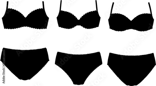 Vector illustration. Set of women's underwear
