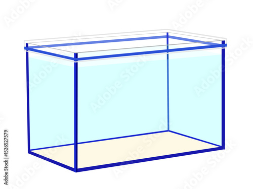 Glass aquarium on white background.