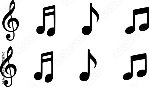 Music notes icon set. Musical key symbols.
