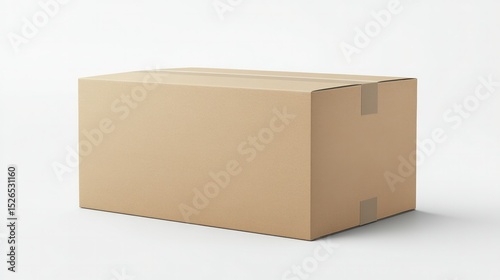 Large plain cardboard shipping box rectangular in shape with minimal design suitable for packaging and storage projects isolated on white background