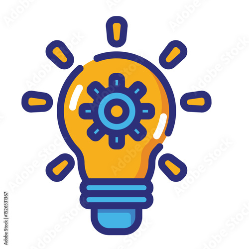 Creative orange lightbulb icon on white background. Perfect for representing ideas, innovation, or problem-solving.