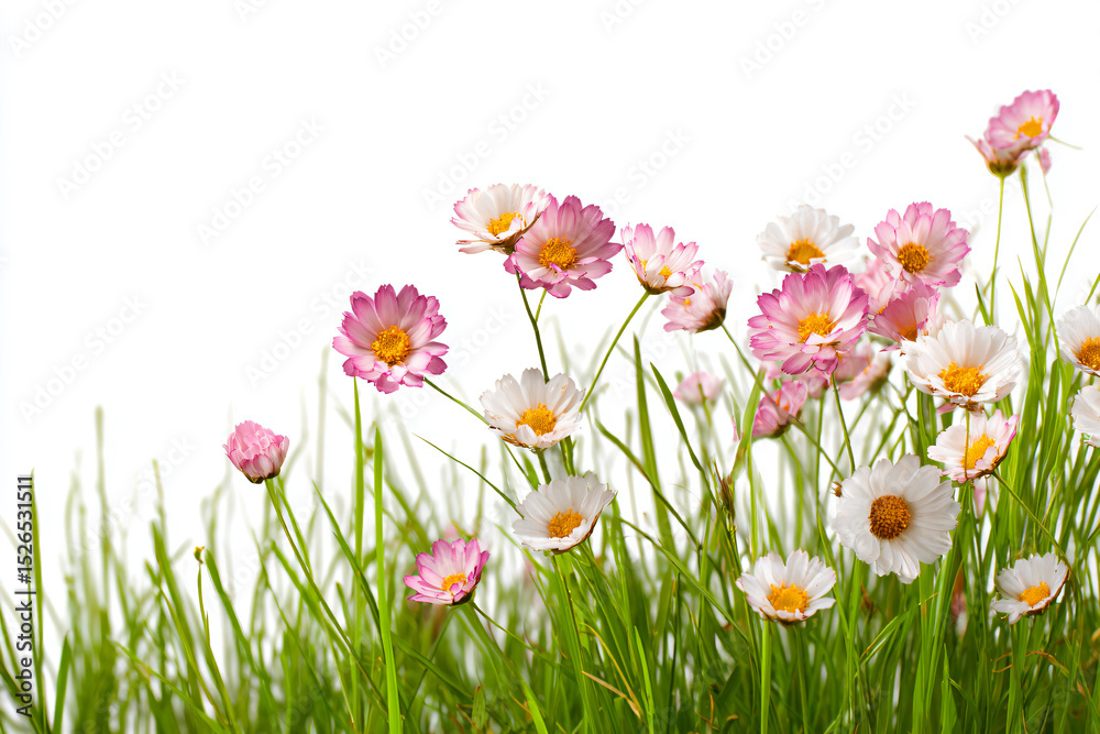 Fototapeta premium a bunch of flowers that are in the grass