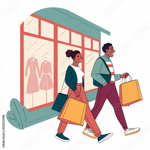 couple with shopping bags