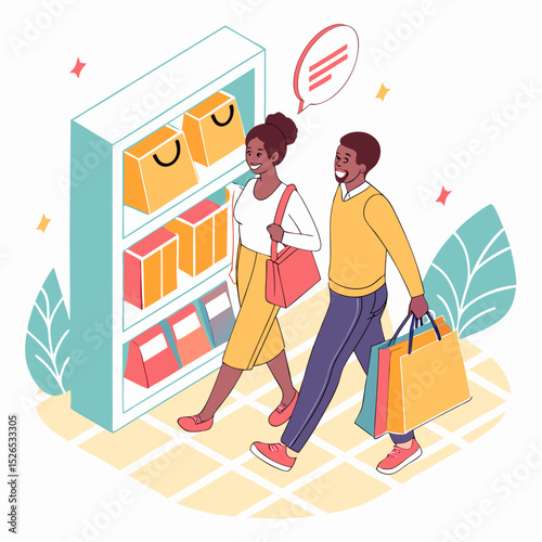 young couple with shopping bags