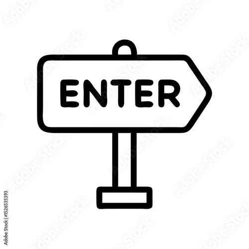 Directional sign with 'Enter' text pointing right  