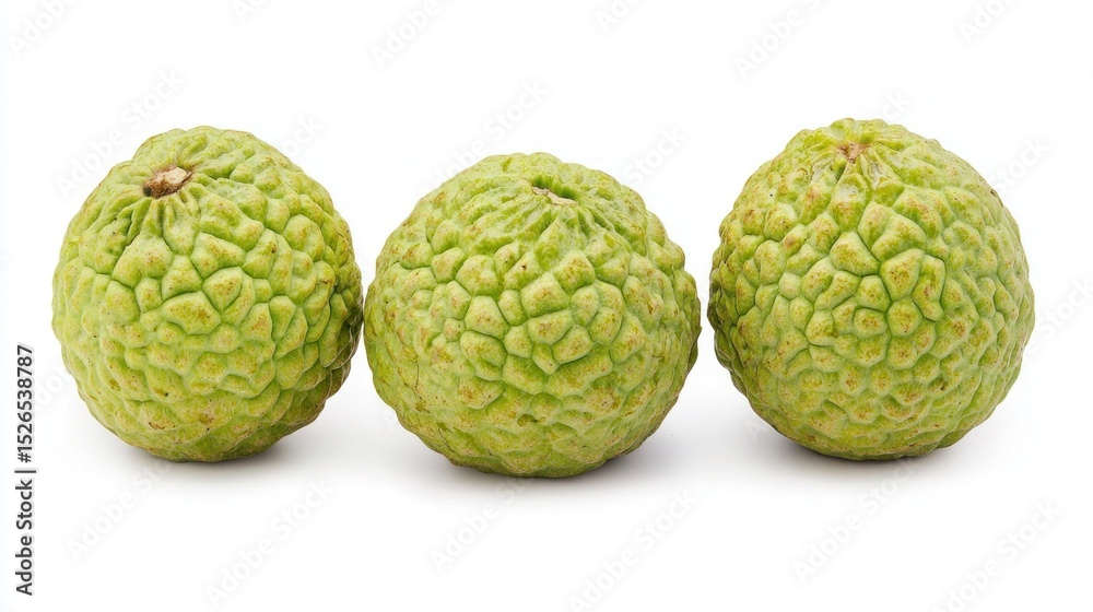 Obraz premium Three custard apples on a white background.
