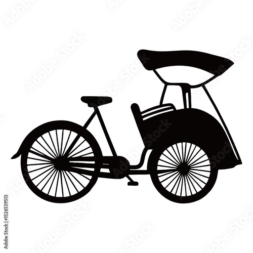 silhouette image of a becak