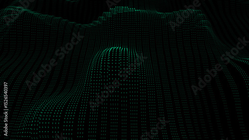 Wallpaper Mural Turquoise color particles wave Cyber technology background . Abstract seamless animation of glowing dots digital luxurious wave pattern flows background Torontodigital.ca