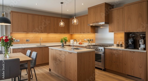 Kitchens wood cabinets  island
