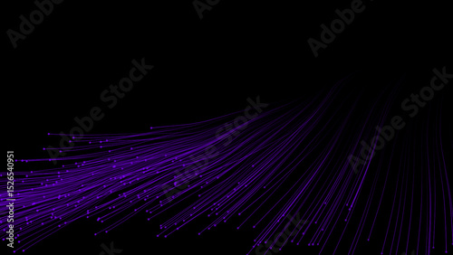 Purple color abstract designed particles slowly moving on black background, white particles background