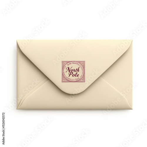 A realistic letter to Santa envelope with 