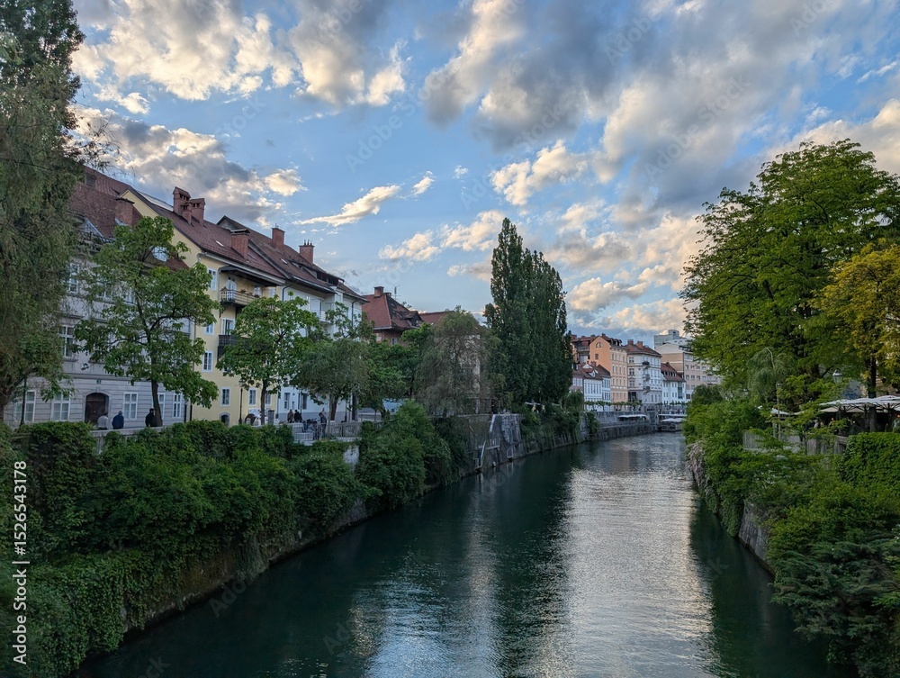 Fototapeta premium Ljubljana Riverside Charm