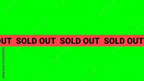 Animation Sold Out on a green chroma key background. 