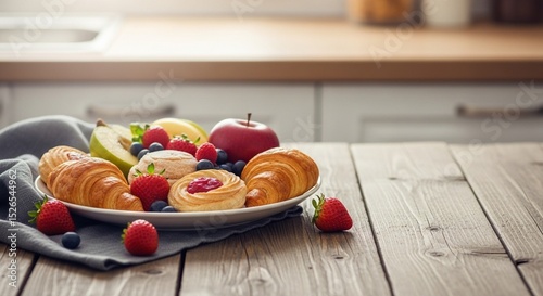 fruits and pastries on a bowl